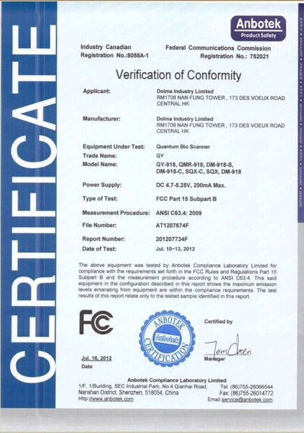 Китай Shenzhen Guangyang Zhongkang Technology Co., Ltd. Сертификаты